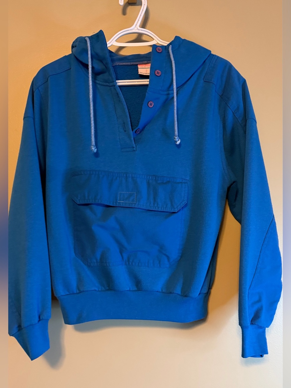 Vintage 90’s Lady Footlocker Henley Fleece Patched Pull Over Hoodie